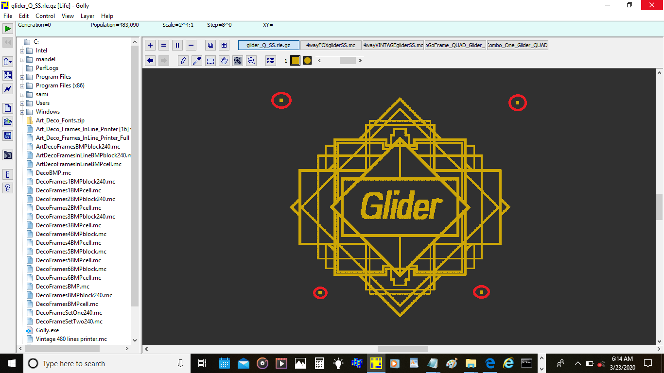 screen shot of Glider Pattern I think I uploaded