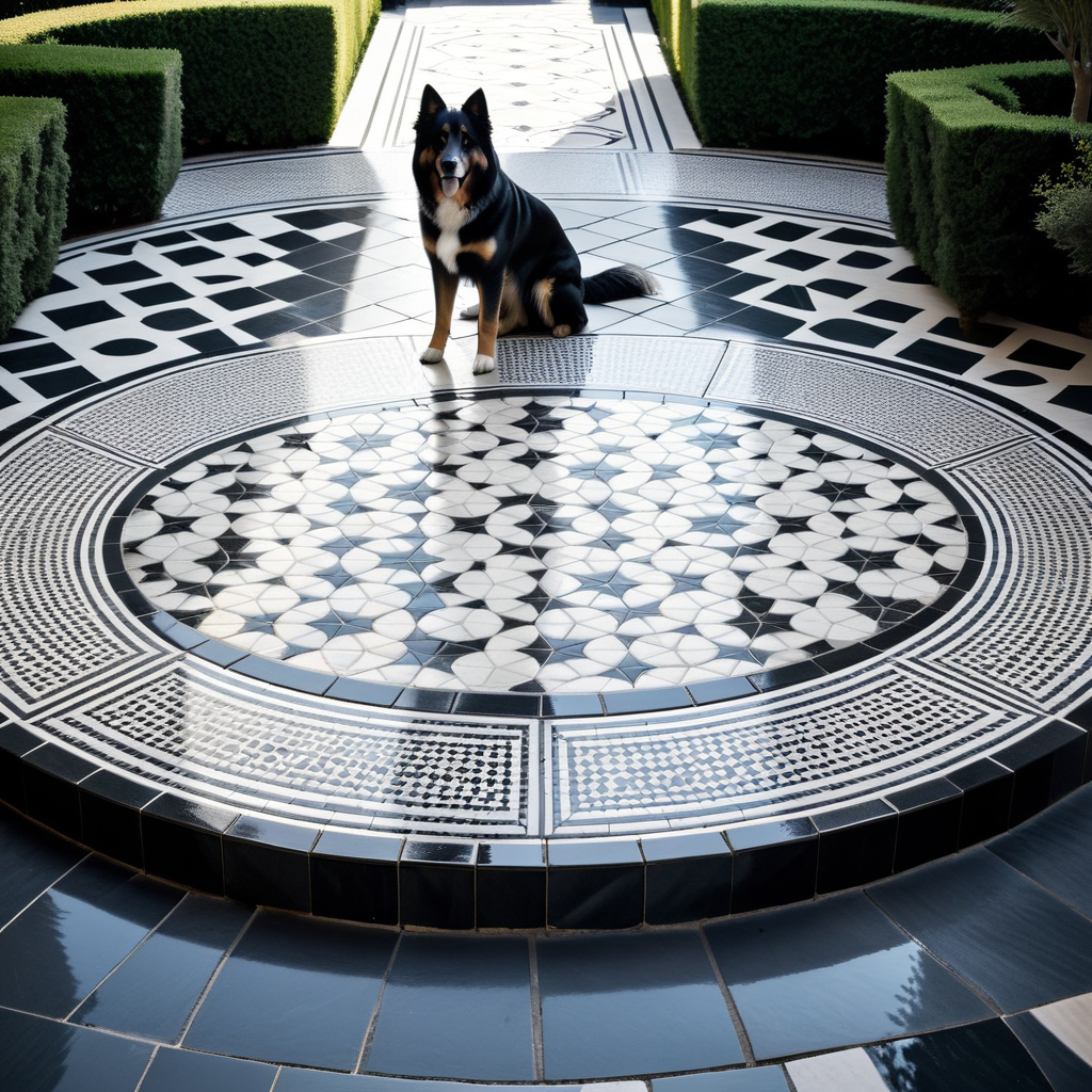 big-fluffy-dog-standing-in-back-ofround-penrose-tiled-patio-of-black-and-white-stones-in-geometric (1).png
